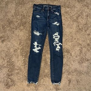 Distressed American Eagle High Rise Jeggings